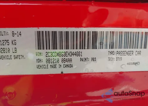 2014 Dodge Charger Se z USA, uszkodzony, nr VIN 2C3CDXBG3EH344661